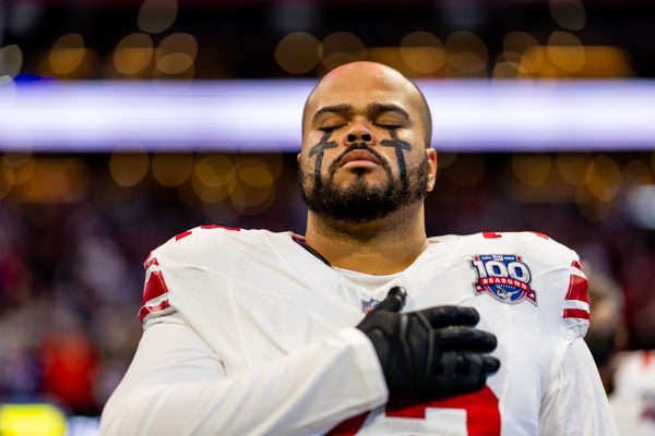 Jermaine Eluemenor at an away game against Atlanta.