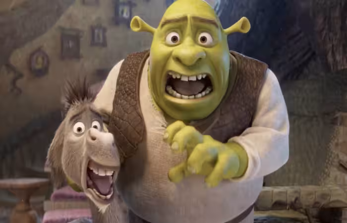 Shrek and Donkey reacting to the Shrek 5 soundtrack
